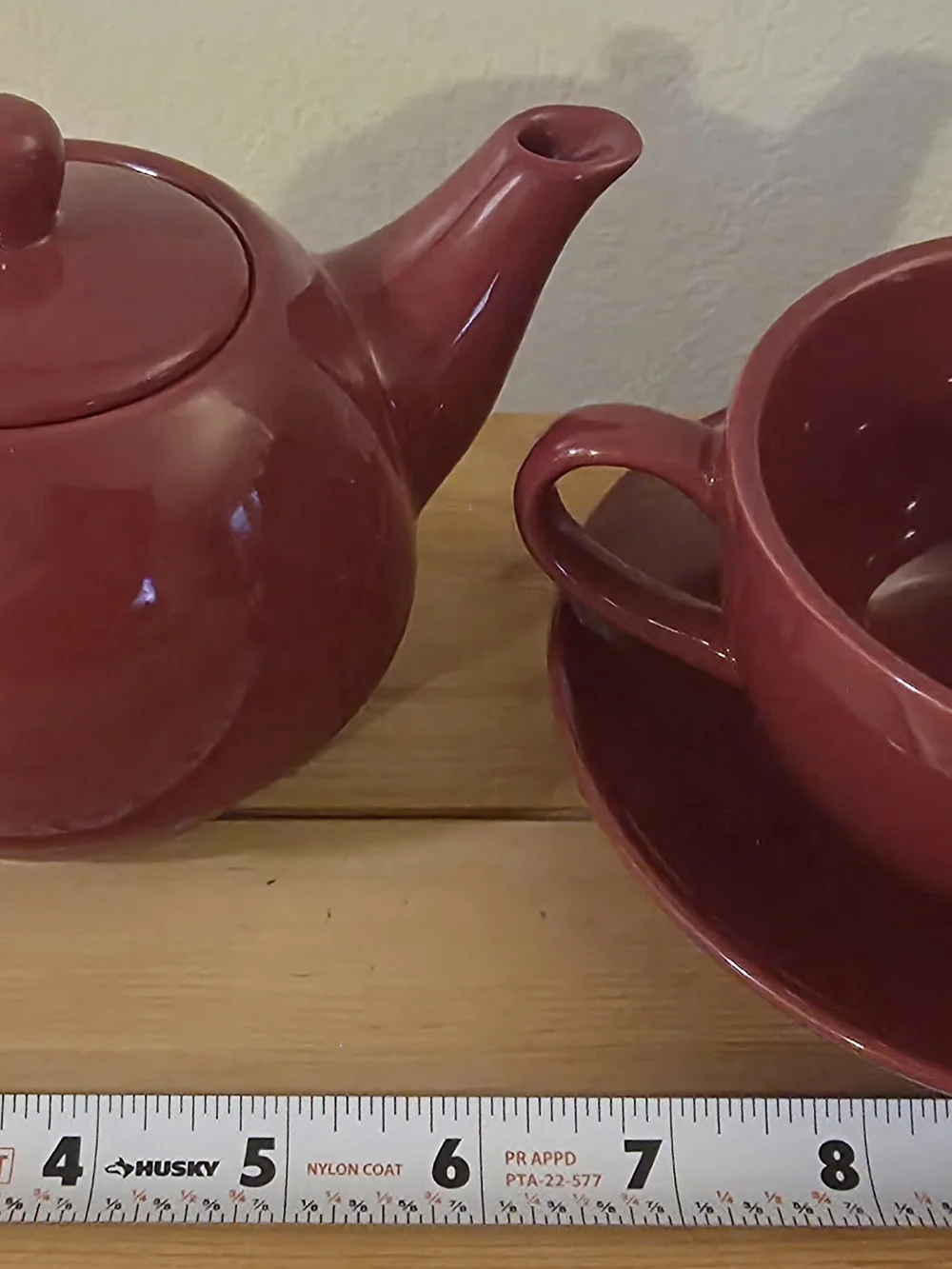 Ceramic Teapot and Cup Set in Deep Burgundy